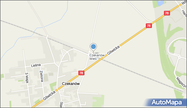 Czekanów gmina Zbrosławice, PKP, mapa Czekanów gmina Zbrosławice