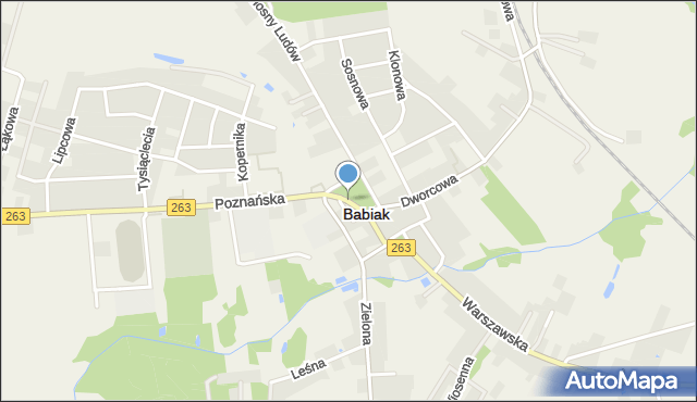 Babiak powiat kolski, Plac Wolności, mapa Babiak powiat kolski