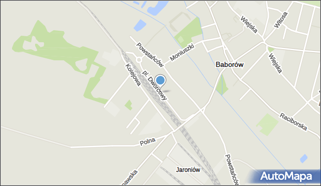 Baborów, Plac Dworcowy, mapa Baborów