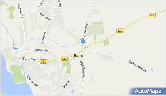 Banie, Plac św. Floriana, mapa Banie