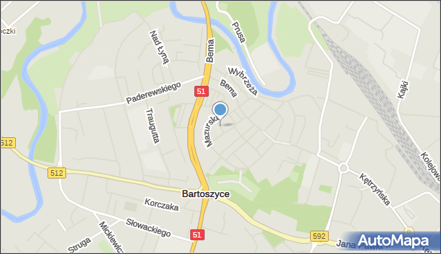 Bartoszyce, Plac Wolności, mapa Bartoszyce