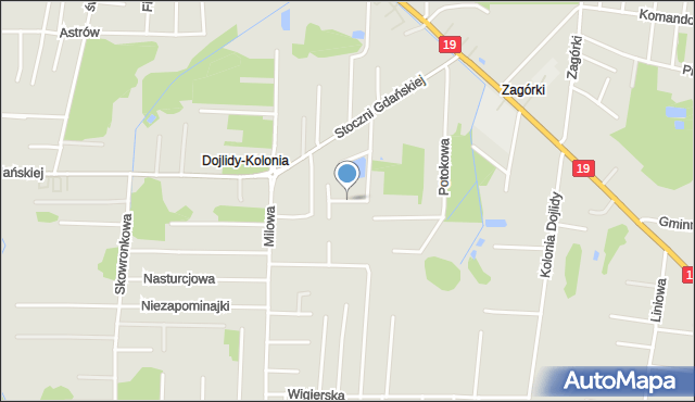 Białystok, Pływacka, mapa Białegostoku