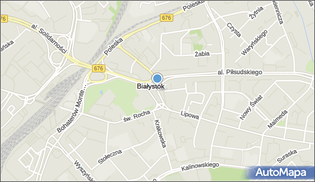 Białystok, Plac Niepodległości im. Romana Dmowskiego, mapa Białegostoku