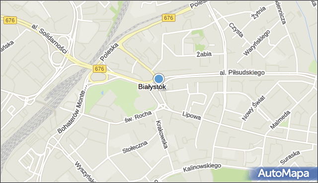 Białystok, Plac Niepodległości im. Romana Dmowskiego, mapa Białegostoku