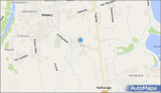 Bielany gmina Kęty, Plebańska, mapa Bielany gmina Kęty