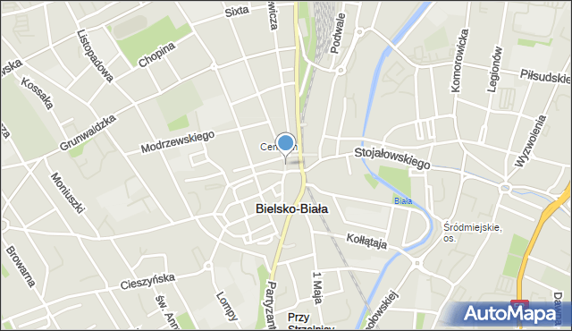 Bielsko-Biała, Plac Króla Bolesława Chrobrego, mapa Bielsko-Białej