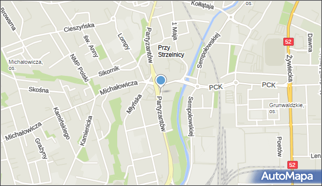 Bielsko-Biała, Plac Mickiewicza Adama, mapa Bielsko-Białej