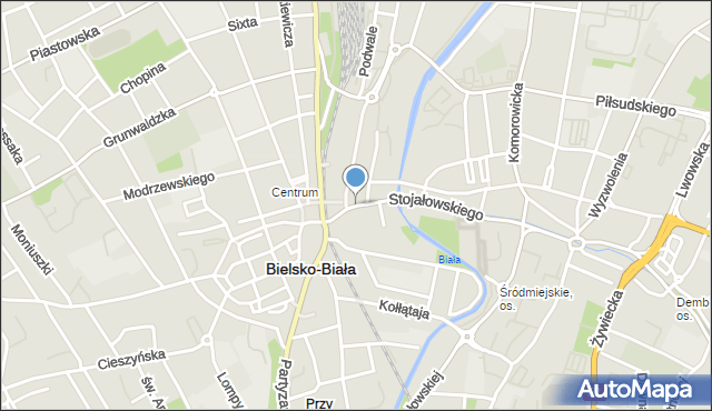 Bielsko-Biała, Plac Smolki Franciszka, mapa Bielsko-Białej