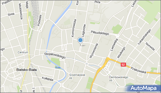 Bielsko-Biała, Plac Wolności, mapa Bielsko-Białej