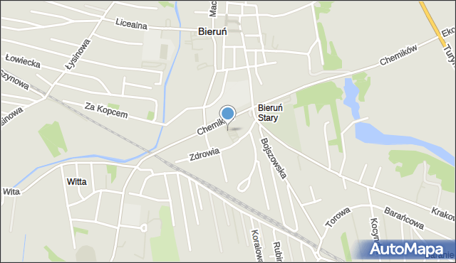 Bieruń, Plac św. Walentego, mapa Bieruń