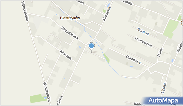 Biestrzyków, Platanowa, mapa Biestrzyków