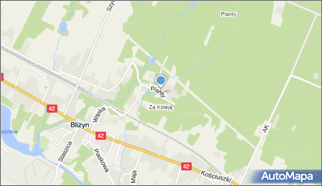 Bliżyn, Planty, mapa Bliżyn