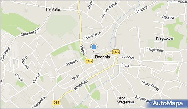 Bochnia, Plac Okulickiego Leopolda, gen., mapa Bochni