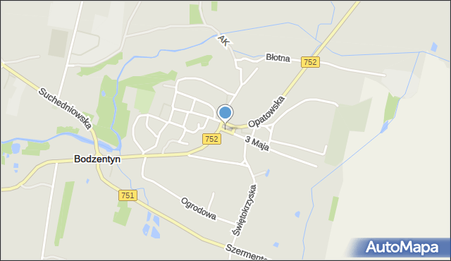 Bodzentyn, Plac Żwirki Franciszka, mapa Bodzentyn