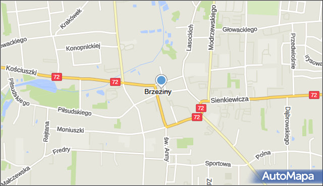 Brzeziny, Plac Jana Pawła II, mapa Brzeziny