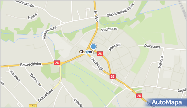 Chojna powiat gryfiński, Plac Konstytucji 3 Maja, mapa Chojna powiat gryfiński