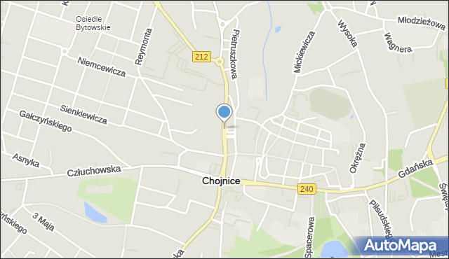 Chojnice, Plac Jagielloński, mapa Chojnic