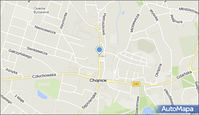 Chojnice, Plac Jagielloński, mapa Chojnic