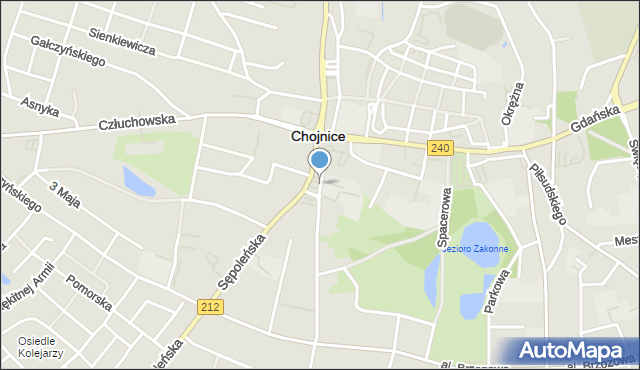 Chojnice, Plac Piastowski, mapa Chojnic