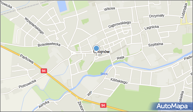 Chojnów powiat legnicki, Plac Zamkowy, mapa Chojnów powiat legnicki