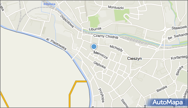 Cieszyn, Plac Teatralny, mapa Cieszyna