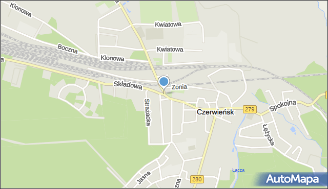 Czerwieńsk, Plac Wolności, mapa Czerwieńsk