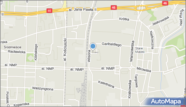 Częstochowa, Plac Armstronga, mapa Częstochowy