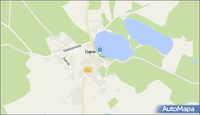 Dąbie gmina Bytów, Plażowa, mapa Dąbie gmina Bytów