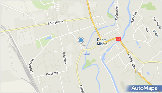 Dobre Miasto, Plac Popiełuszki Jerzego, bł. ks., mapa Dobre Miasto