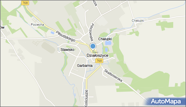 Działoszyce, Plac Partyzantów, mapa Działoszyce