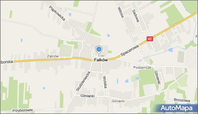 Fałków, Plac Kościelny, mapa Fałków