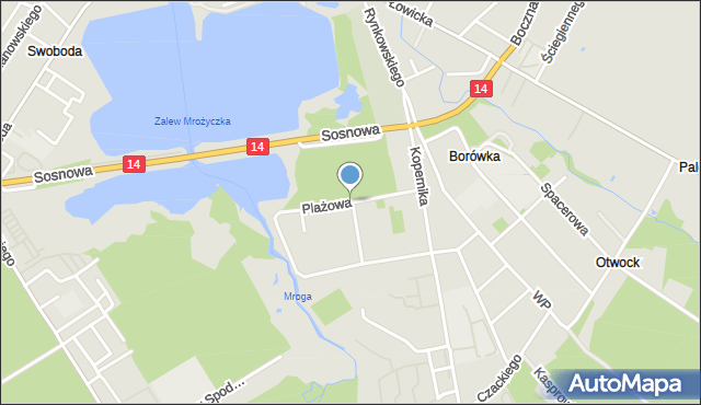 Głowno, Plażowa, mapa Głowno