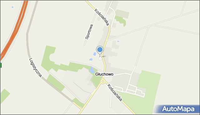 Głuchowo gmina Czempiń, Plac Ojca Świętego Jana Pawła II, mapa Głuchowo gmina Czempiń