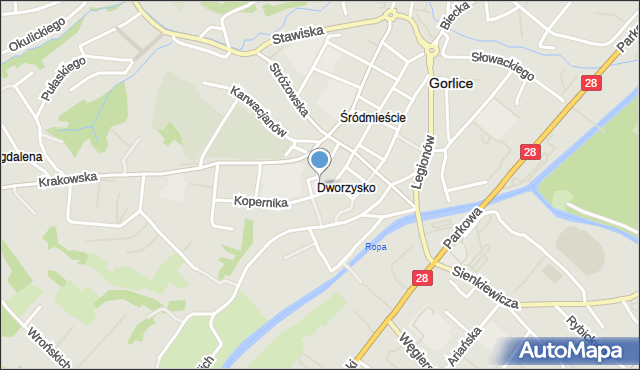 Gorlice, Plac Dworzysko, mapa Gorlic