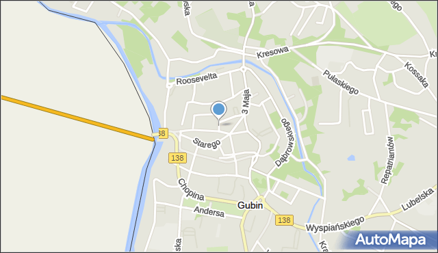 Gubin, Plac św. Jana Pawła II, mapa Gubin