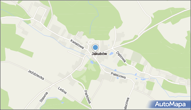 Jakubów gmina Radwanice, Plac św. Jakuba Apostoła, mapa Jakubów gmina Radwanice
