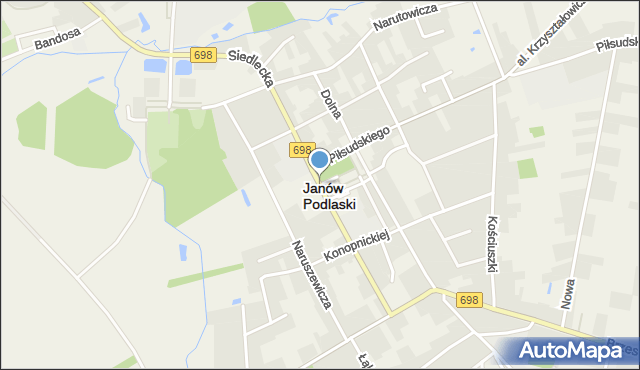 Janów Podlaski, Plac Partyzantów, mapa Janów Podlaski