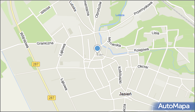 Jasień powiat żarski, Plac Wolności, mapa Jasień powiat żarski