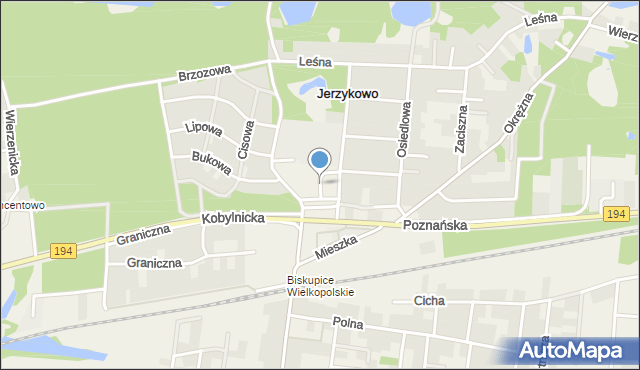 Jerzykowo gmina Pobiedziska, Plac Piastowski, mapa Jerzykowo gmina Pobiedziska