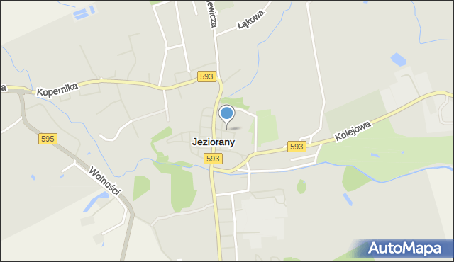 Jeziorany powiat olsztyński, Plac Kościelny, mapa Jeziorany powiat olsztyński