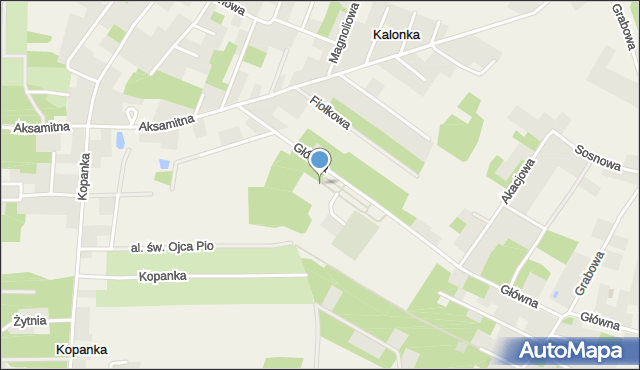 Kalonka gmina Nowosolna, Plac Jana Pawła II, mapa Kalonka gmina Nowosolna