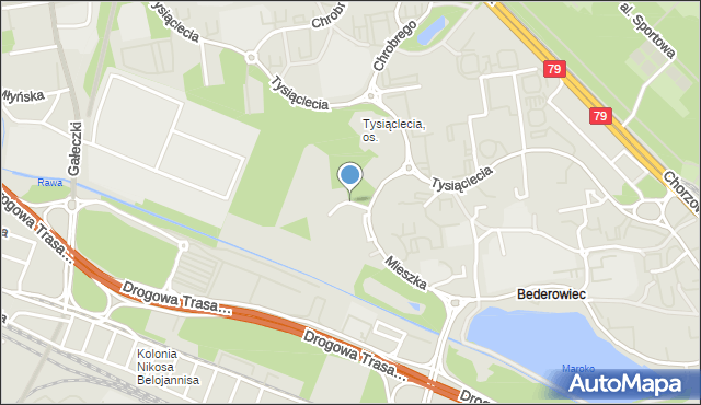 Katowice, Plac Podwyższenia Krzyża, mapa Katowic