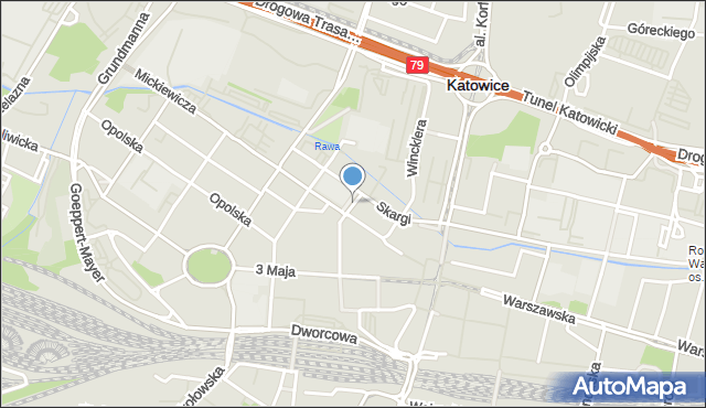 Katowice, Plac Synagogi, mapa Katowic