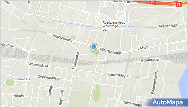 Katowice, Plac Szramka Emila, ks., mapa Katowic