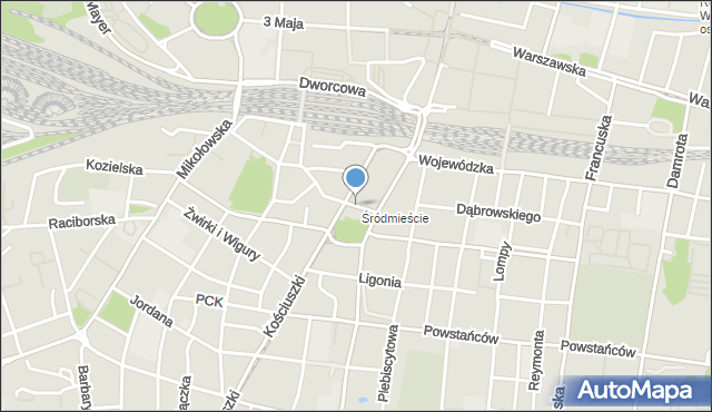 Katowice, Plac Miarki Karola, mapa Katowic