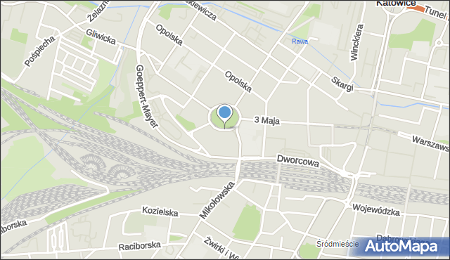 Katowice, Plac Wolności, mapa Katowic