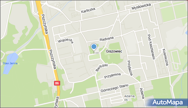 Katowice, Plac Pod Lipami, mapa Katowic