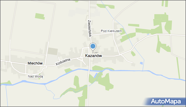 Kazanów powiat zwoleński, Plac Partyzantów, mapa Kazanów powiat zwoleński