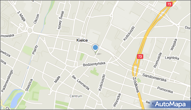 Kielce, Plac Świętego Wojciecha, mapa Kielc