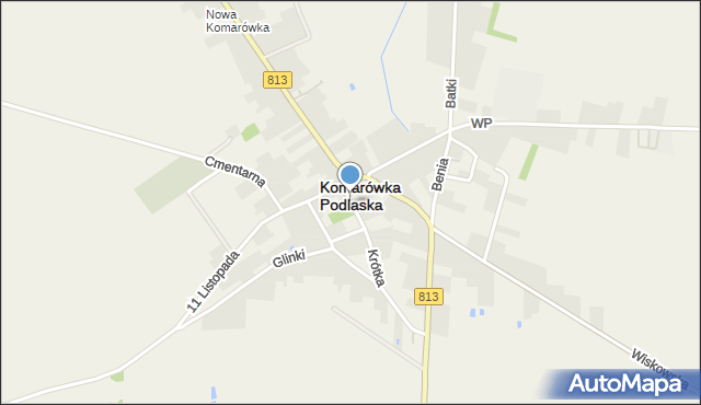 Komarówka Podlaska, Plac Wolności, mapa Komarówka Podlaska